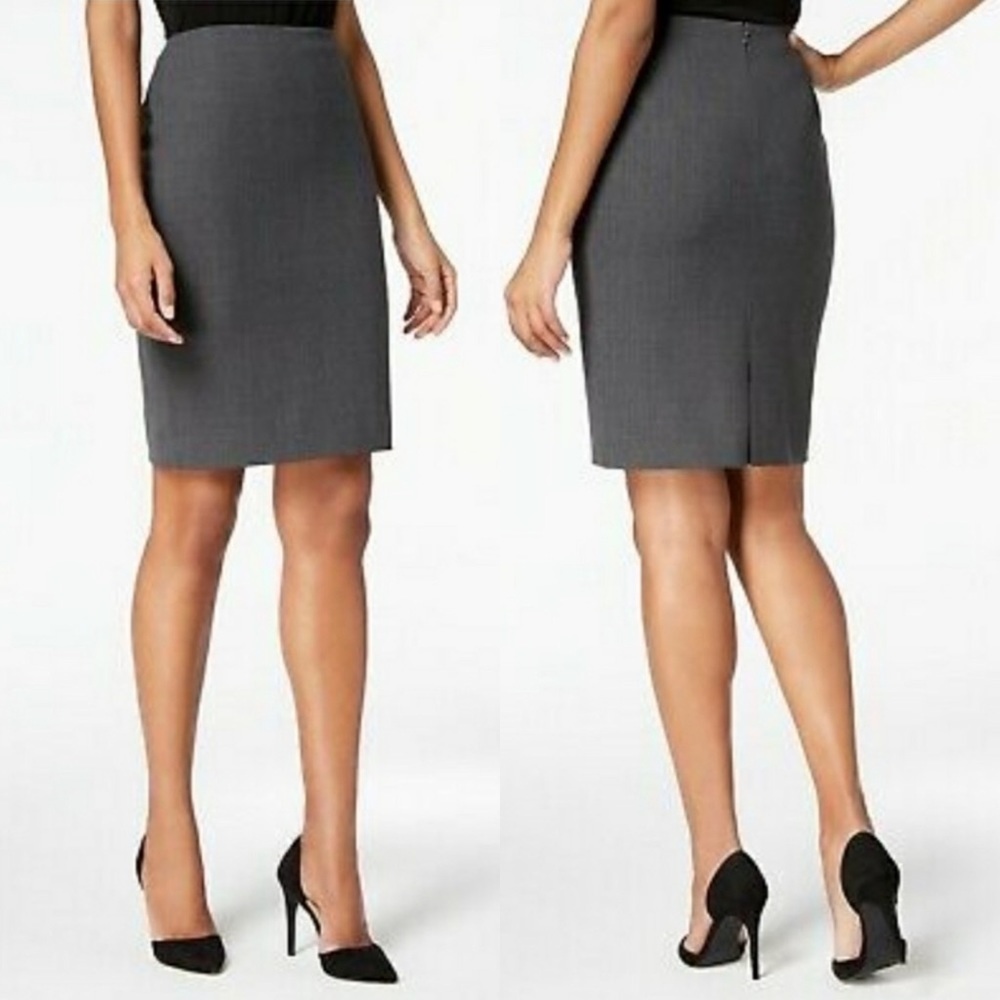 NEW‎ Anne Klein Straight Stretch Skirt Charcoal Grey Womans Petites 12 ￼